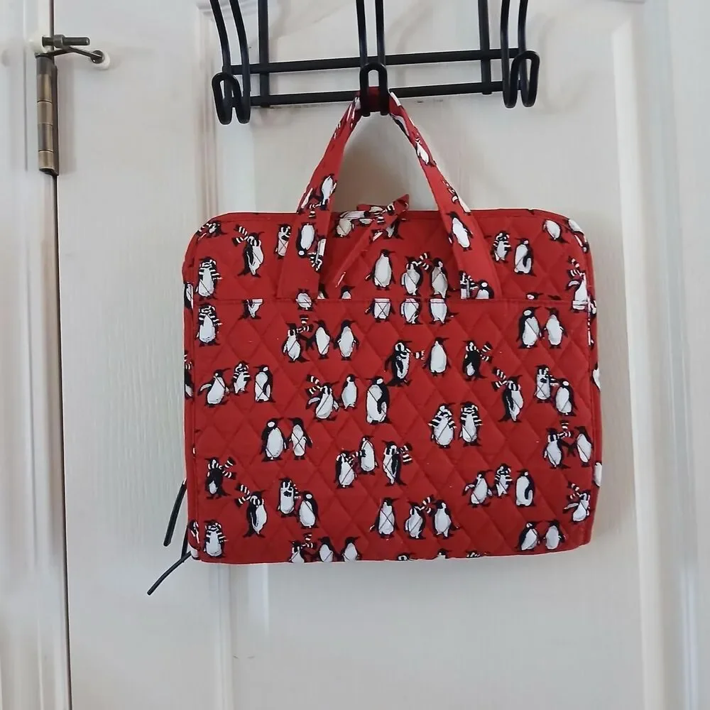 Vera Bradley Playful Penguins Quilted Cotton Hanging Travel Cosmetic Organizer
